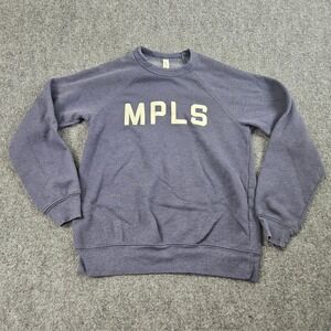 Minneapolis Crewneck Sweatshirt Mens Small Blue Fleece Pullover MPLS Cabincore